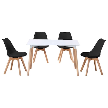 Kd Gabinetes 5 Piece Mid Century Modern Dining Set, Black KD2194437